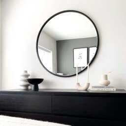 Higgins - Black Metal Modern Round Wall Mirror 100cm x 100cm - thumbnail 3
