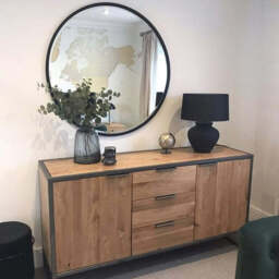 Higgins - Black Metal Modern Round Wall Mirror 100cm x 100cm - thumbnail 5