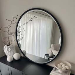 Higgins - Black Metal Modern Round Wall Mirror 100cm x 100cm - thumbnail 2