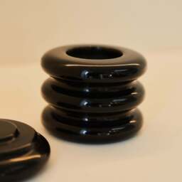 Varella - Black Marble Ribbed Decorative Storage Jar - thumbnail 4