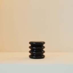 Varella - Black Marble Ribbed Decorative Storage Jar - thumbnail 3