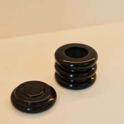 Varella - Black Marble Ribbed Decorative Storage Jar - thumbnail 2