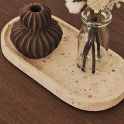 Travara - Cream Travertine Oval Decorative Tray - thumbnail 1