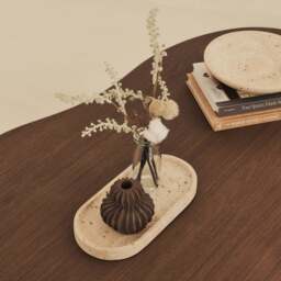Travara - Cream Travertine Oval Decorative Tray - thumbnail 4