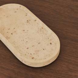 Travara - Cream Travertine Oval Decorative Tray - thumbnail 2