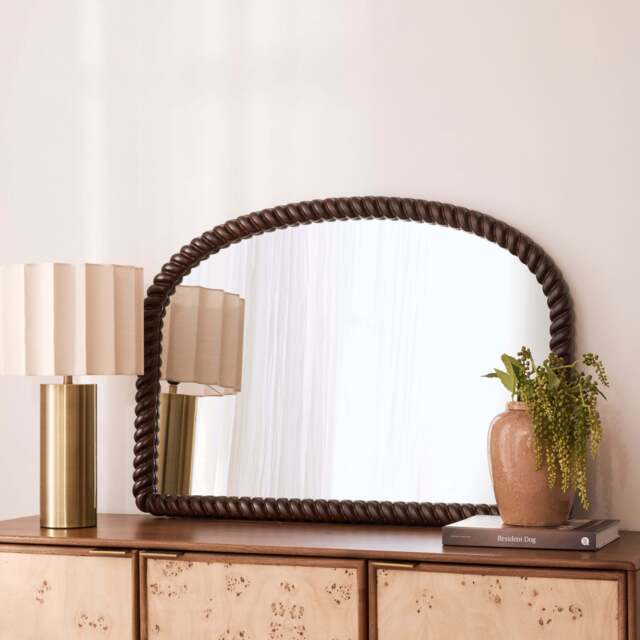 Cordelia - Dark Wood Rope Twist Rectangular Wall Mirror 100cm x 70cm - image 1