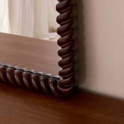 Cordelia - Dark Wood Rope Twist Rectangular Wall Mirror 100cm x 70cm - thumbnail 2