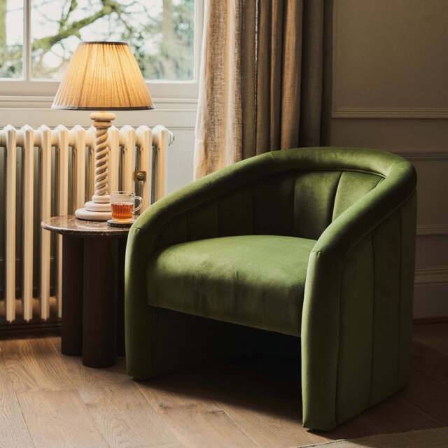 Camille - Curved Velvet Accent Chair Olive - image 1