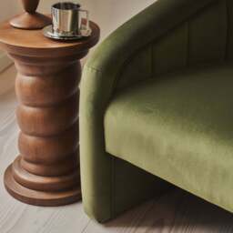 Camille - Curved Velvet Accent Chair Olive - thumbnail 4
