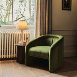 Camille - Curved Velvet Accent Chair Olive - thumbnail 3