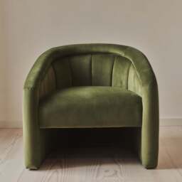 Camille - Curved Velvet Accent Chair Olive - thumbnail 6