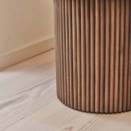 Sloane - Dark Emperador Marble Round Warm Wood Premium Side Table - thumbnail 5