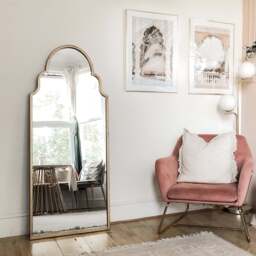 Algiers - Large Full Length Gold Arched Metal Mirror 150cm x 60cm - thumbnail 1