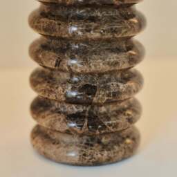 Varella - Large Dark Emperador Marble Ribbed Decorative Vase 25cm - thumbnail 6