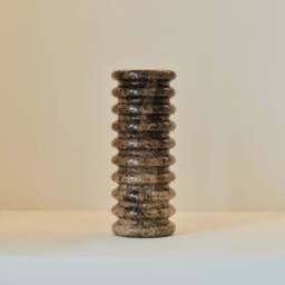 Varella - Large Dark Emperador Marble Ribbed Decorative Vase 25cm