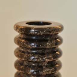 Varella - Large Dark Emperador Marble Ribbed Decorative Vase 25cm - thumbnail 5