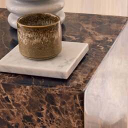 Atella - Dark Emperador Rectangular Premium Solid Marble Side Table - thumbnail 5