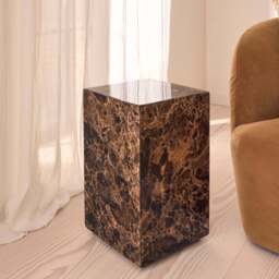Atella - Dark Emperador Rectangular Premium Solid Marble Side Table - thumbnail 3