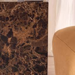 Atella - Dark Emperador Rectangular Premium Solid Marble Side Table - thumbnail 6