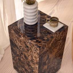 Atella - Dark Emperador Rectangular Premium Solid Marble Side Table - thumbnail 2