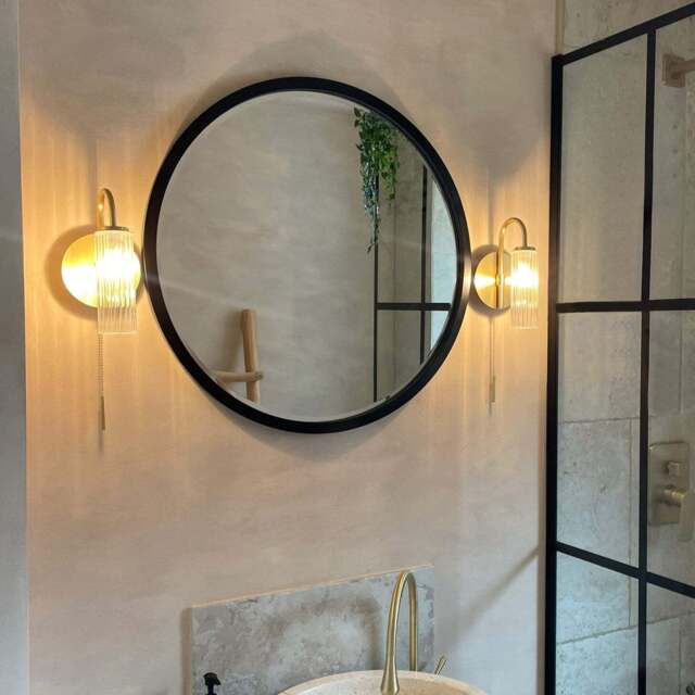 Higgins - Black Metal Modern Round Wall Mirror 60cm x 60cm - image 1