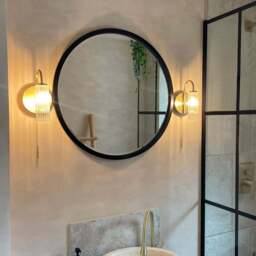 Higgins - Black Metal Modern Round Wall Mirror 60cm x 60cm - thumbnail 1