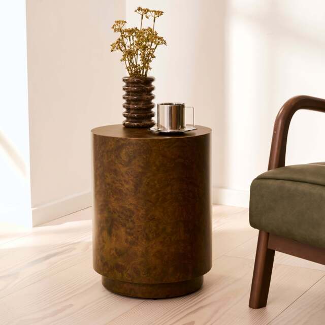Arbour - Green Burl Wood Premium Round Side Table - image 1