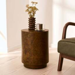Arbour - Green Burl Wood Premium Round Side Table