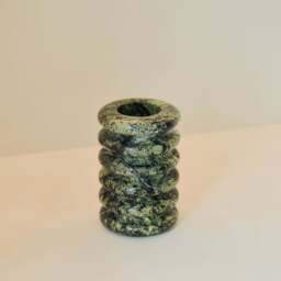 Varella - Green Marble Ribbed Decorative Vase 15cm - thumbnail 4