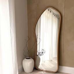 Aaliyah - Full Length Warm Wood Irregular Mirror 180cm x 80cm - thumbnail 1