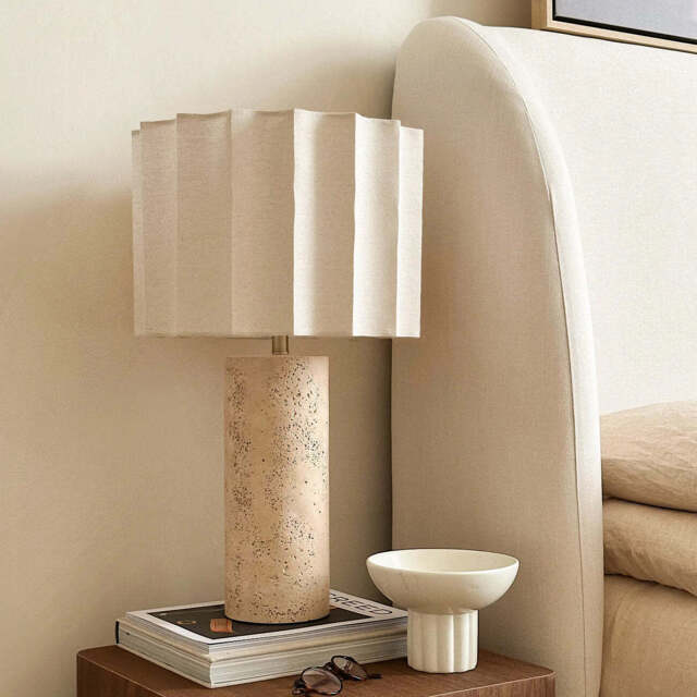 Castella - Travertine Scallop Shade Table Lamp - image 1