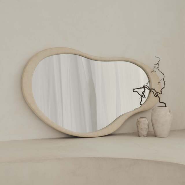 Arcurva - Large Overmantle Concrete Irregular Mirror 130cm x 80cm - image 1