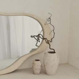 Arcurva - Large Overmantle Concrete Irregular Mirror 130cm x 80cm - thumbnail 2