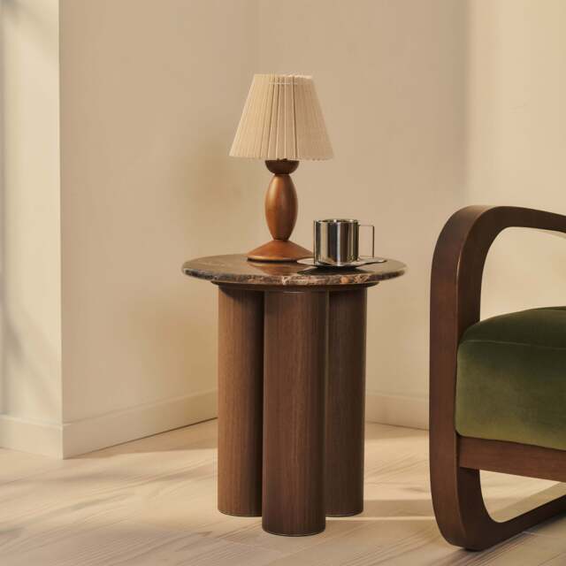 Trivium - Dark Emperador Round Dark Wood Premium Side Table - image 1