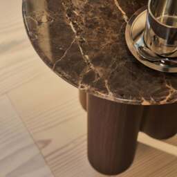 Trivium - Dark Emperador Round Dark Wood Premium Side Table - thumbnail 3