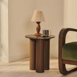 Trivium - Dark Emperador Round Dark Wood Premium Side Table