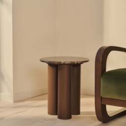 Trivium - Dark Emperador Round Dark Wood Premium Side Table - thumbnail 2