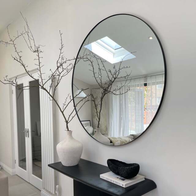 Theo - Black Round Metal Extra Large Wall Mirror 120cm x 120cm - image 1