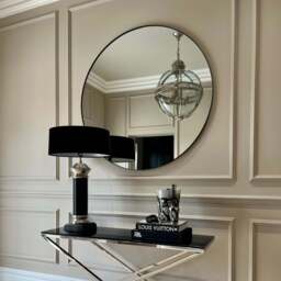 Theo - Black Round Metal Extra Large Wall Mirror 120cm x 120cm - thumbnail 3