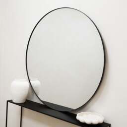 Theo - Black Round Metal Extra Large Wall Mirror 120cm x 120cm - thumbnail 4