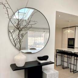 Theo - Black Round Metal Extra Large Wall Mirror 120cm x 120cm - thumbnail 2