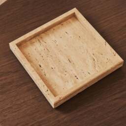 Travara - Cream Travertine Square Decorative Tray - thumbnail 4