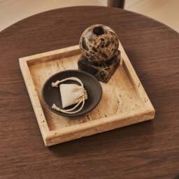 Travara - Cream Travertine Square Decorative Tray - thumbnail 1