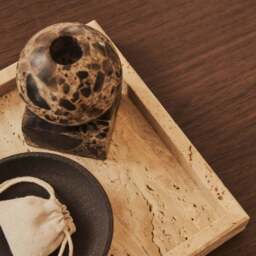 Travara - Cream Travertine Square Decorative Tray - thumbnail 2