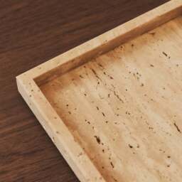 Travara - Cream Travertine Square Decorative Tray - thumbnail 5