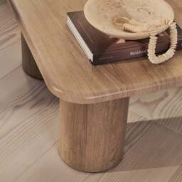 Alina - Washed Wood Square Large Wooden Coffee Table - thumbnail 3
