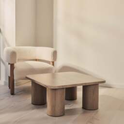 Alina - Washed Wood Square Large Wooden Coffee Table - thumbnail 4
