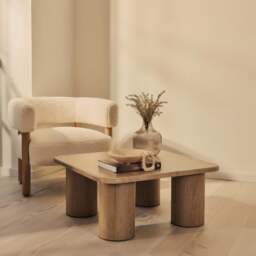Alina - Washed Wood Square Large Wooden Coffee Table - thumbnail 1