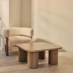 Alina - Washed Wood Square Large Wooden Coffee Table - thumbnail 2
