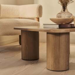 Alina - Washed Wood Square Large Wooden Coffee Table - thumbnail 3